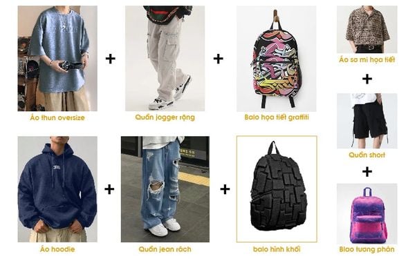 phong cách street style với balo độc lạ