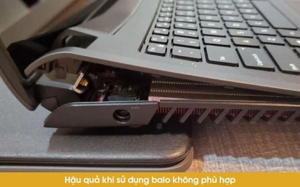 rủi ro dùng balo không phù hợp laptop 16 inch