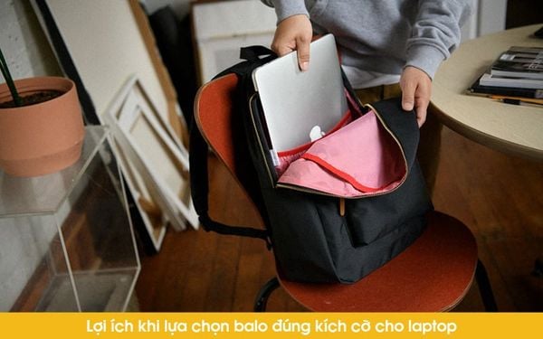 sử dụng balo đúng kích thước cho laptop