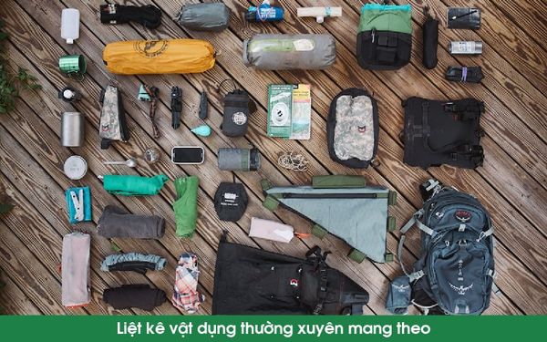 vật dụng mang theo balo