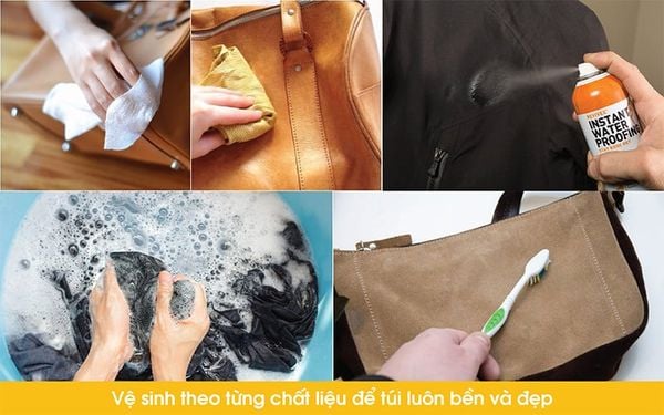 vệ sinh túi tote theo từng chất liệu