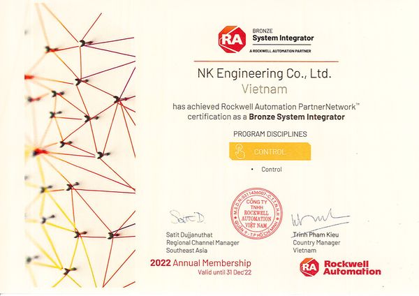 NK Engineering Co., Ltd has achieved System Integrator of Rockwell Automation in Vietnam