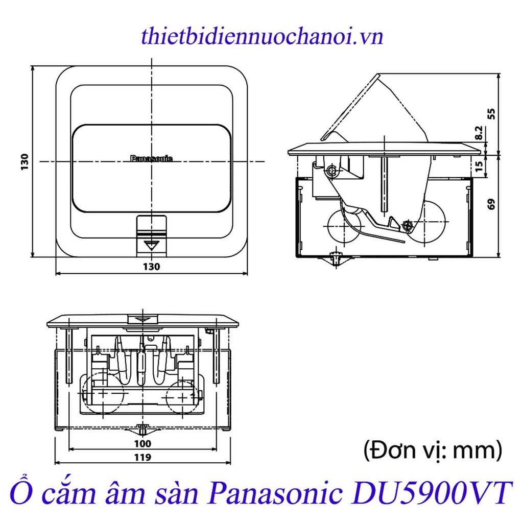 Bản vẽ Ổ cắm âm sàn Panasonic DU5900VT