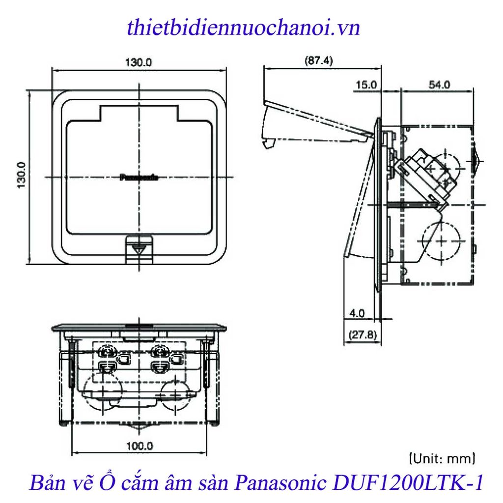 Bản vẽ Ổ cắm âm sàn Panasonic DUF1200LTK‑1