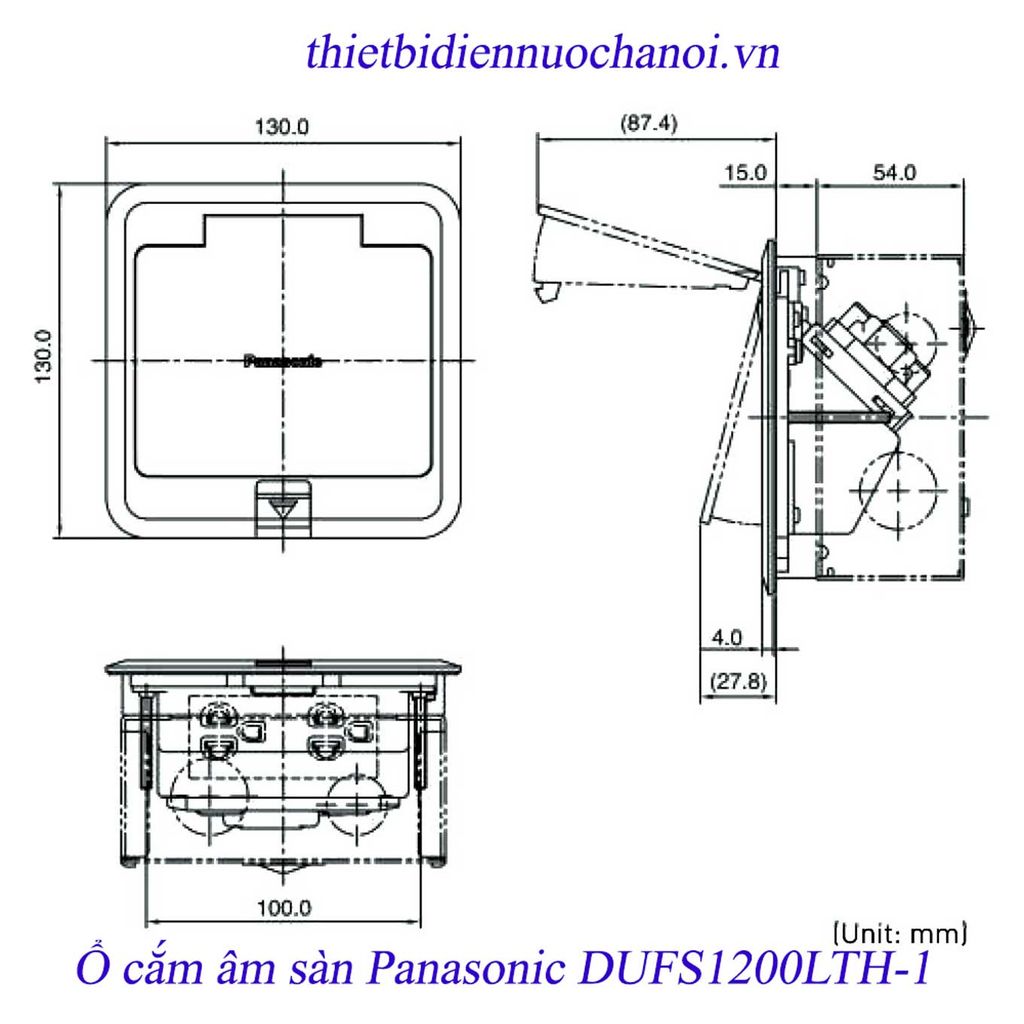 Bản vẽ Ổ cắm âm sàn Panasonic  DUFS1200LTH‑1