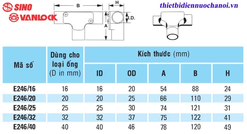 Cút chữ T có nắp Sino SP Vanlock