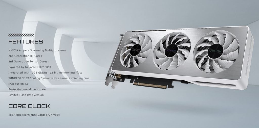 VGA GIGABYTE RTX 3060 VISION OC 12G V2 LHR ( GV-N3060VISION OC-12GD ) – PCBIENHOA