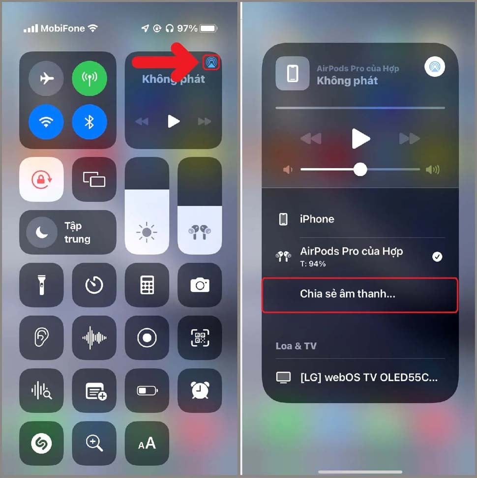 Thủ thật chia sẻ âm thanh giữa AirPods và AirPods cực đơn giản