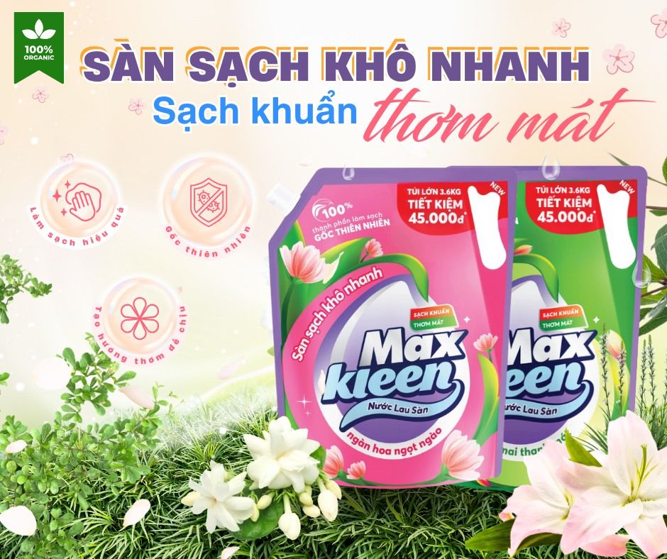 🌿 MAXKLEEN – NƯỚC LAU SÀN THƠM MÁT, SẠCH KHUẨN, KHÔ NHANH 🌿