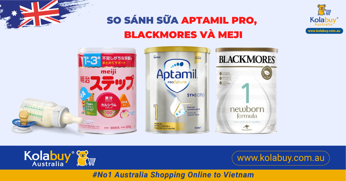 So sánh sữa Aptamil Úc và Blackmores Úc, Meiji cho bé