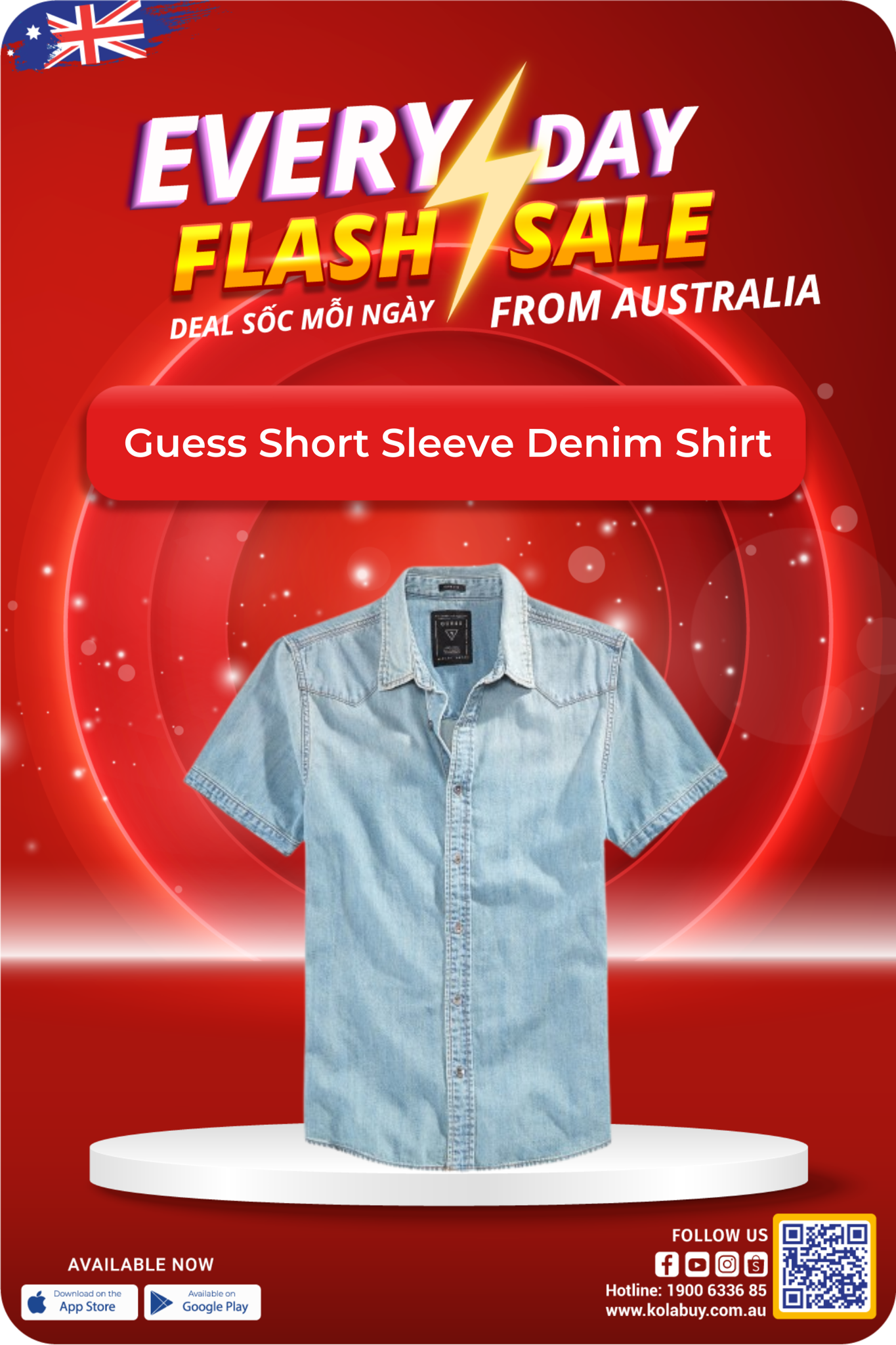 Guess Classic Short Sleeve Denim Shirt - Áo Nam