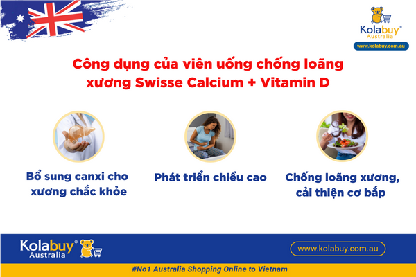 Viên uống chống loãng xương bổ sung Canxi Swisse Ultiboost Calcium + Vitamin D 150 Viên