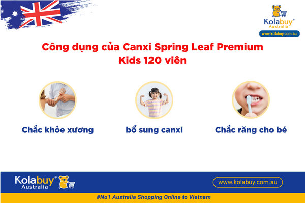 Viên nhai bổ sung canxi cho bé Spring Leaf Premium Kids Mega Milky Calcium 120 viên