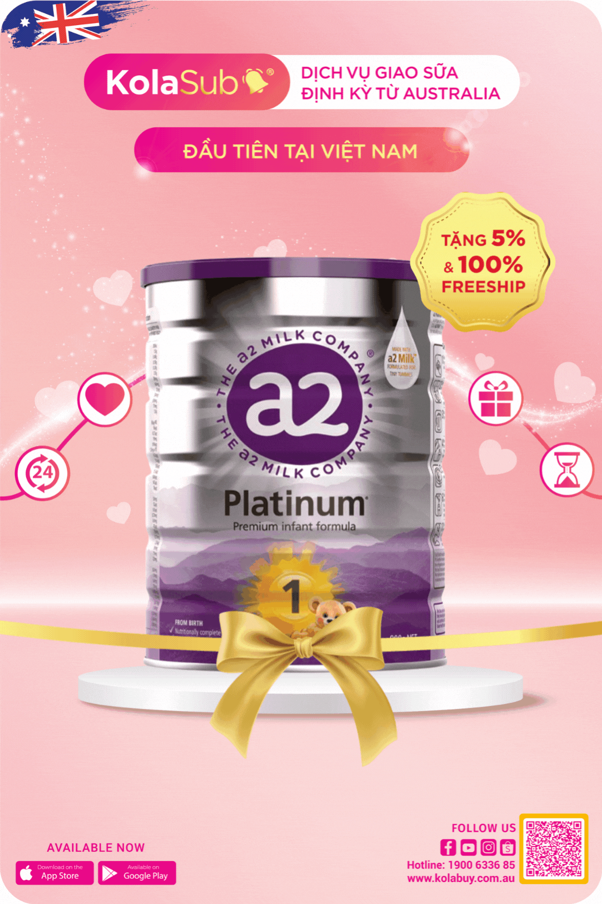 Dịch vụ giao sữa định kỳ KolaSub - A2 Platinum