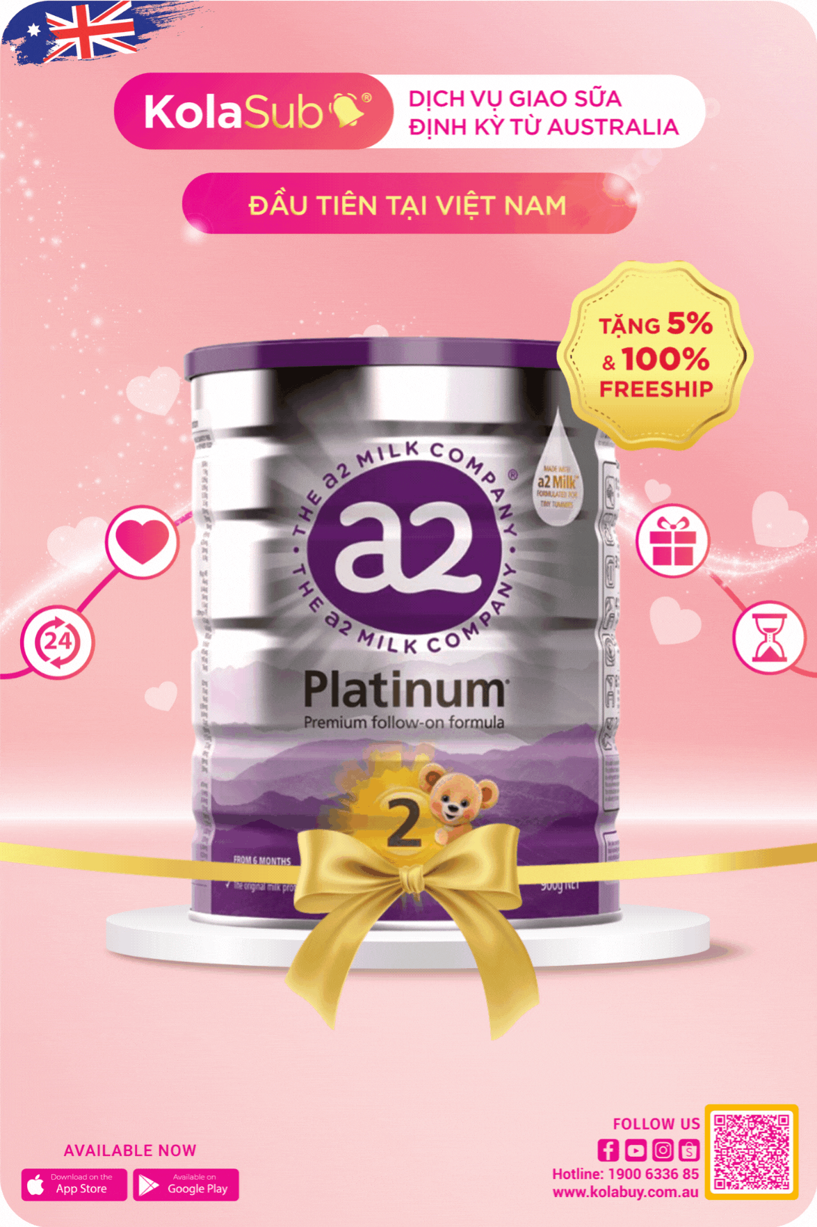 Dịch vụ giao sữa định kỳ KolaSub - A2 Platinum