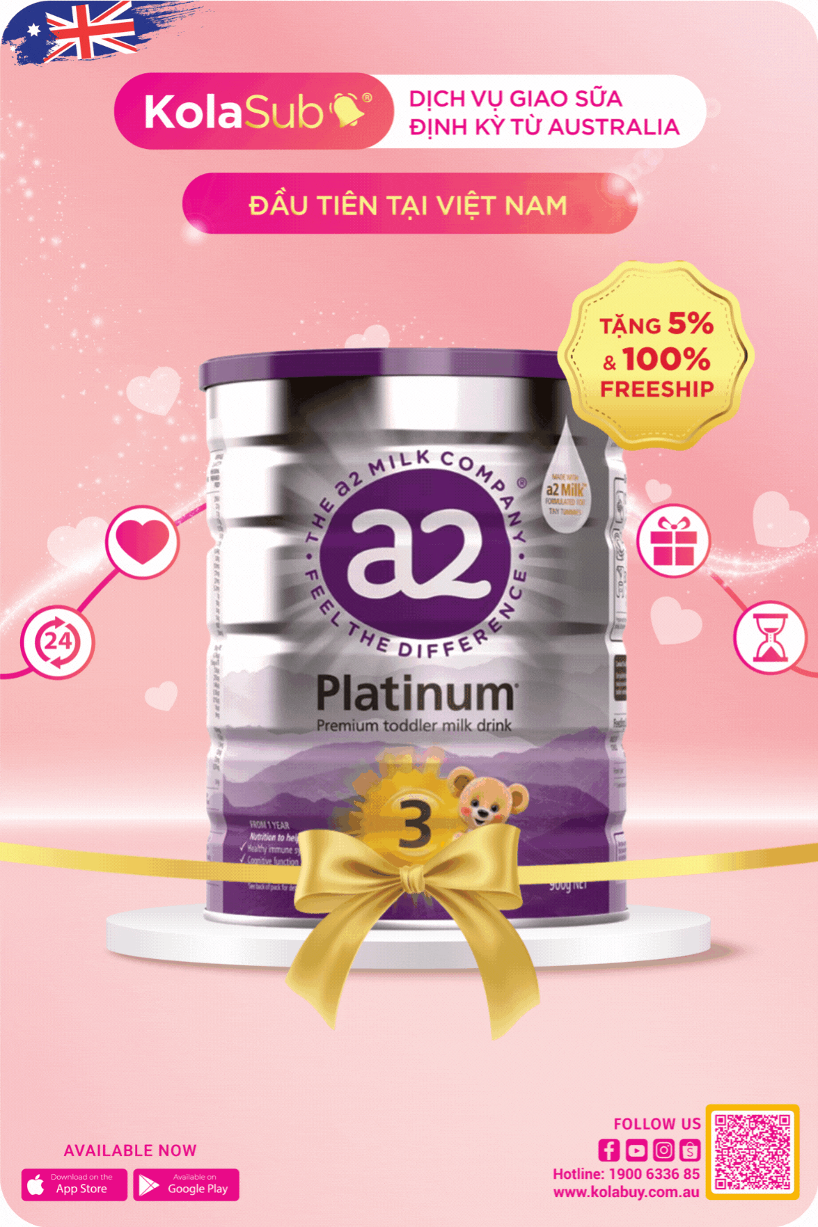 Dịch vụ giao sữa định kỳ KolaSub - A2 Platinum