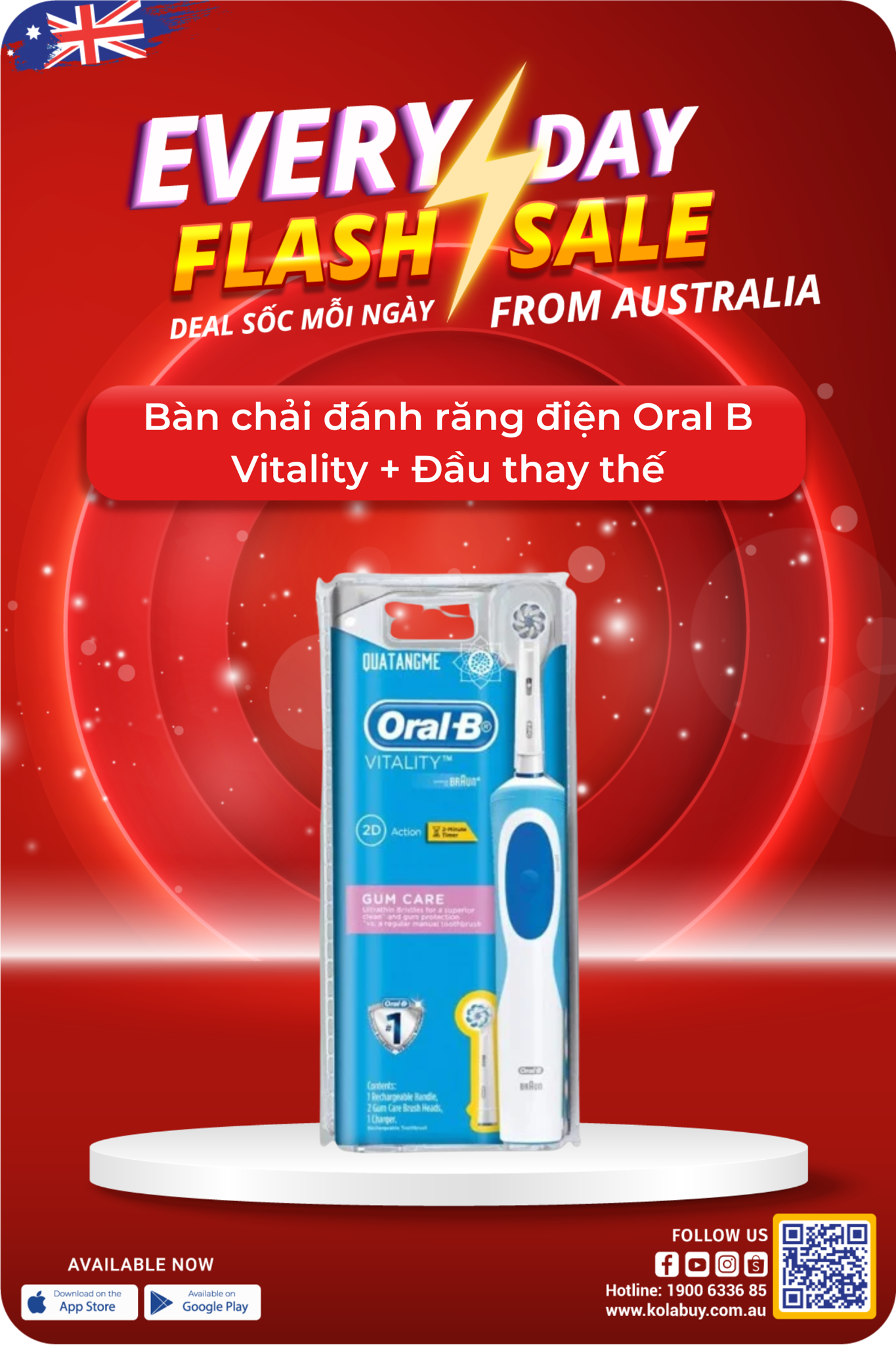 Oral B Vitality Power Toothbrush Floss Action + Đầu thay thế