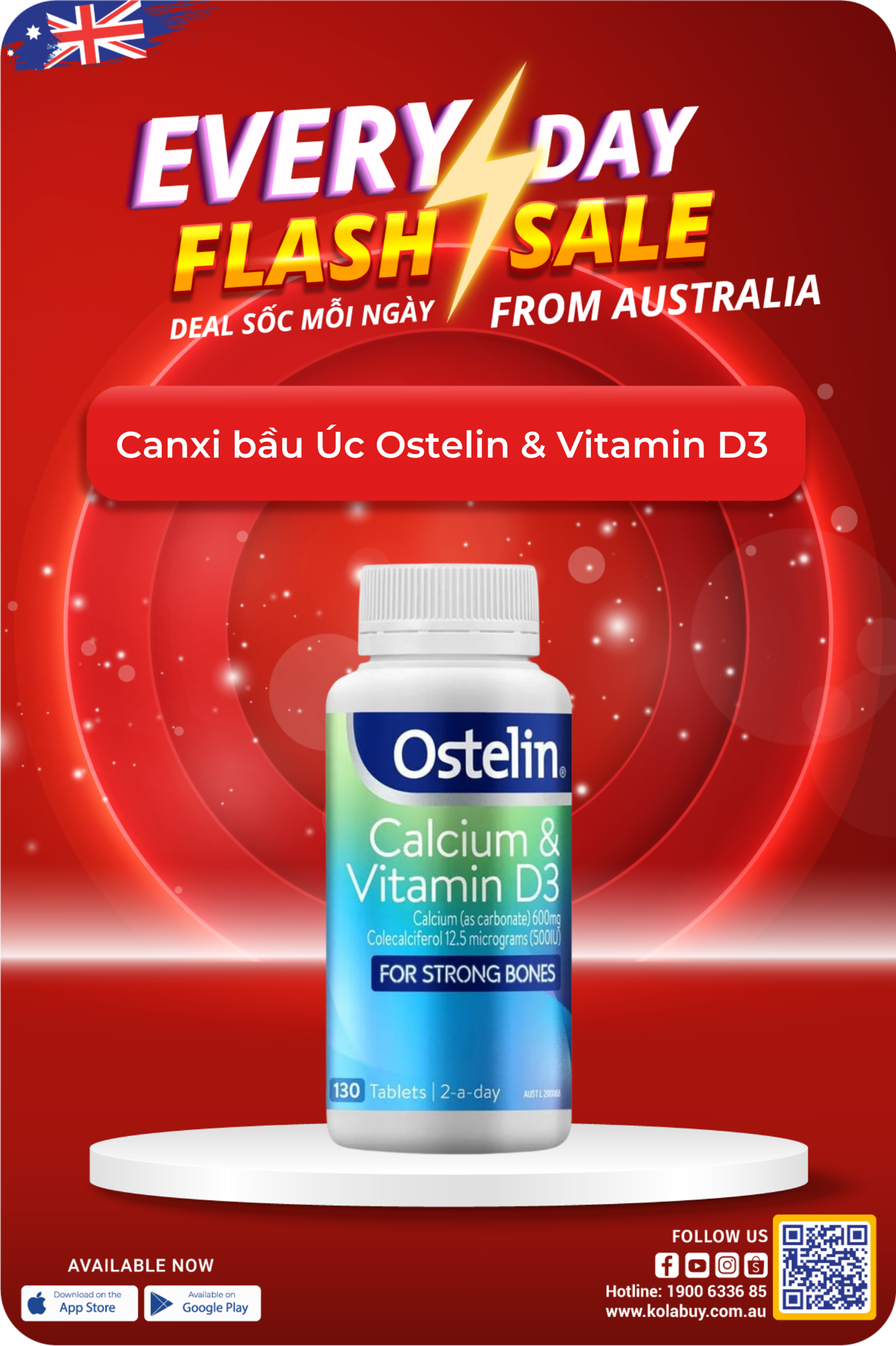 Canxi bầu Úc Ostelin & Vitamin D3