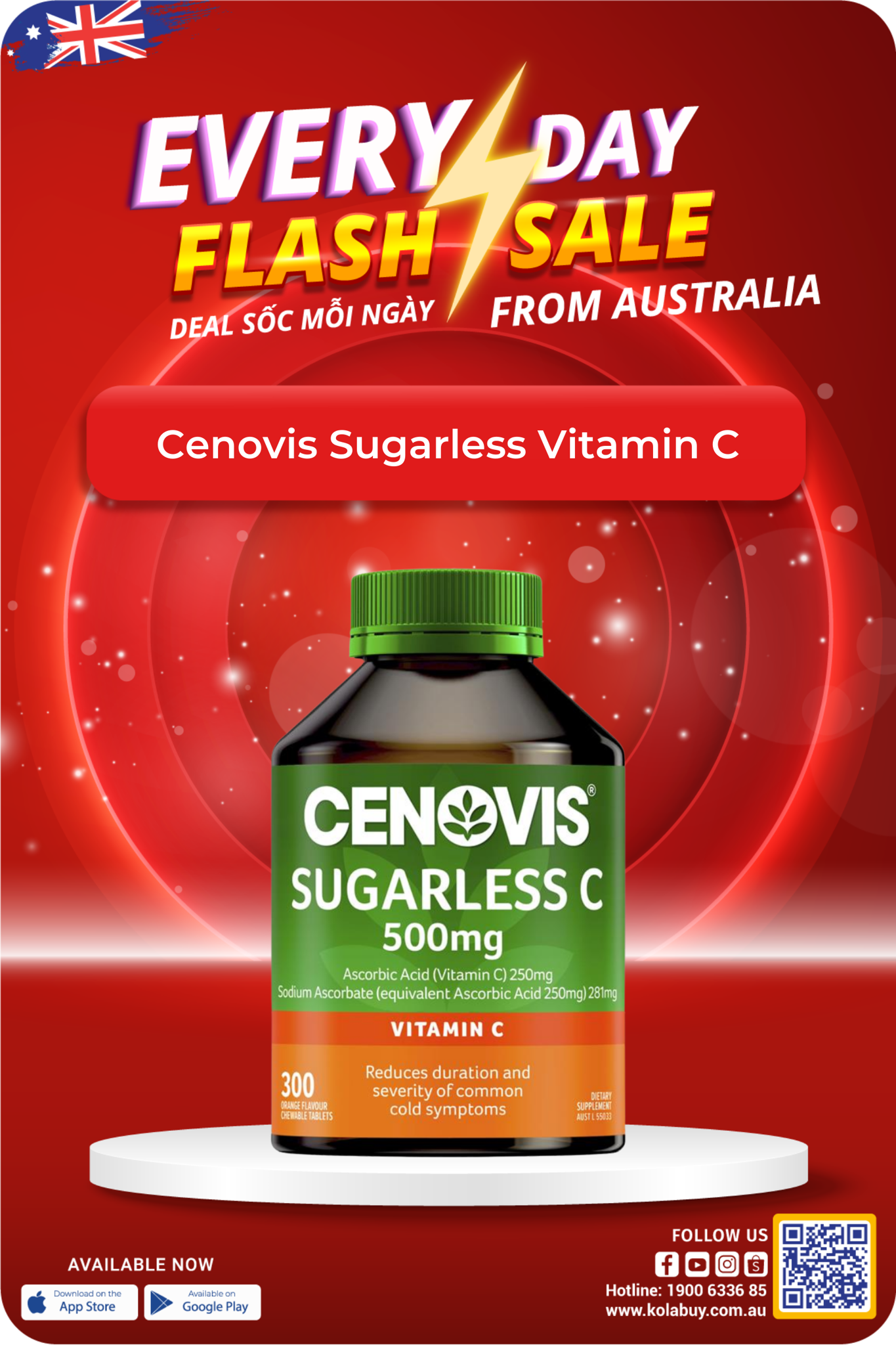 Viên nhai Vitamin C Cenovis Vitamin C 500mg Sugarless 300 viên