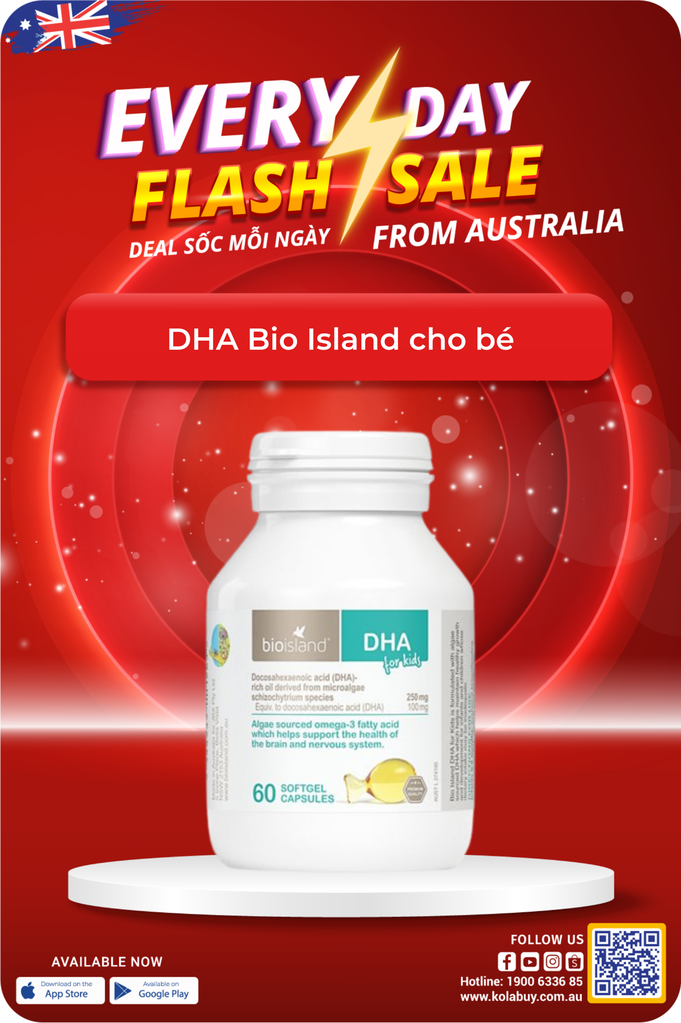 Viên uống Bổ sung DHA cho bé Bio Island DHA Kids 60 viên