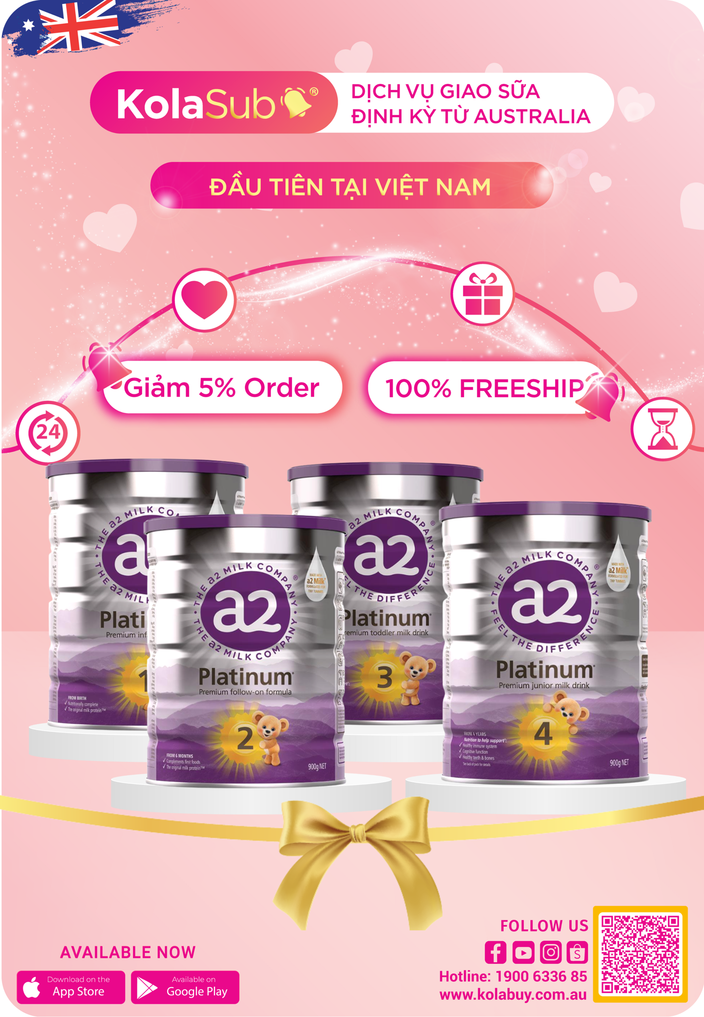 Dịch vụ giao sữa định kỳ KolaSub - A2 Platinum