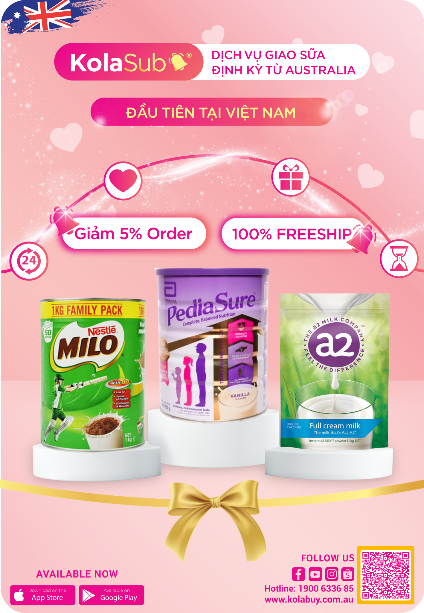 Dịch vụ giao sữa định kỳ KolaSub - sữa cho bé trên 3 tuổi