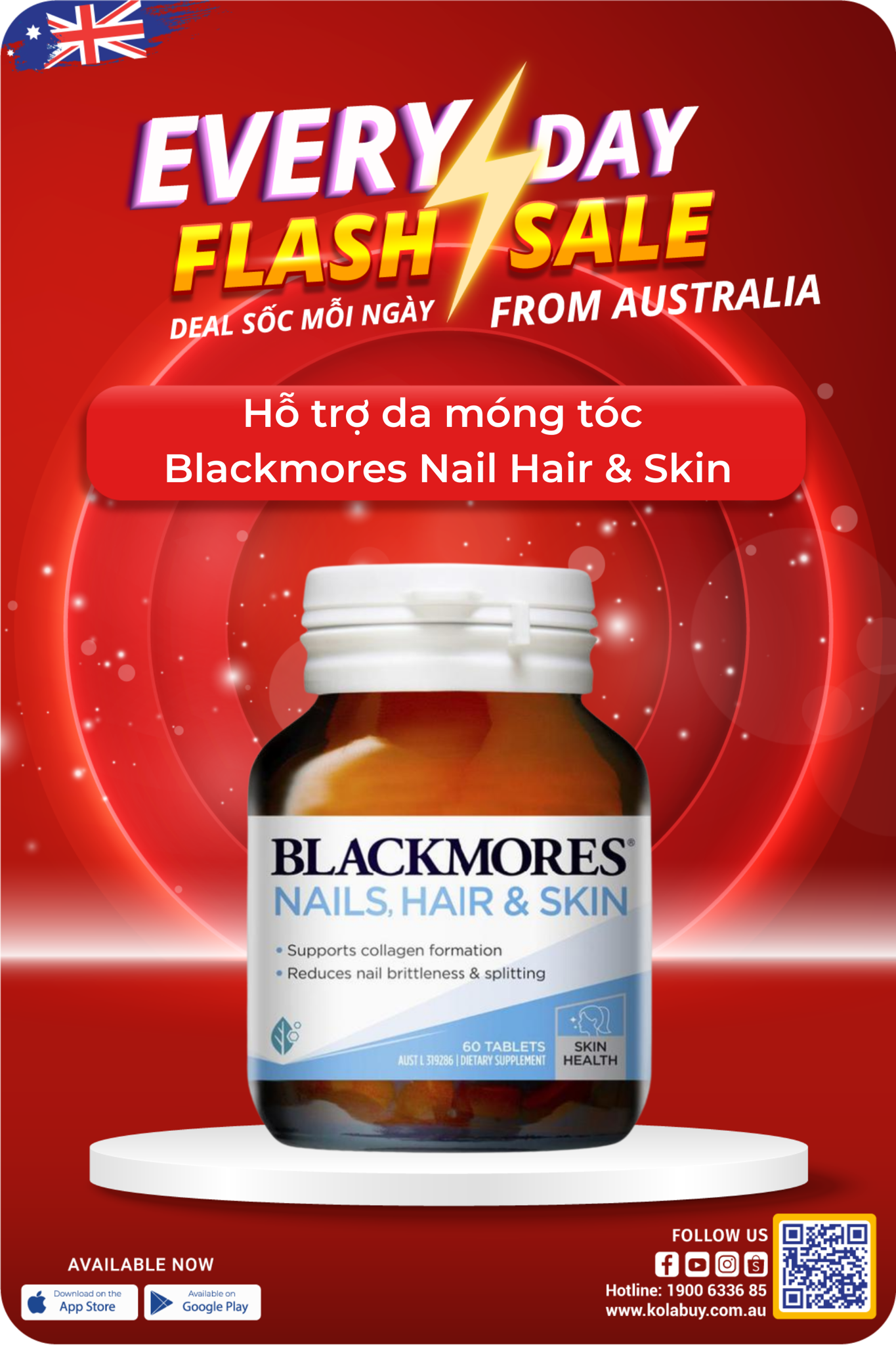 Hỗ trợ da móng tóc  Blackmores Nail Hair & Skin