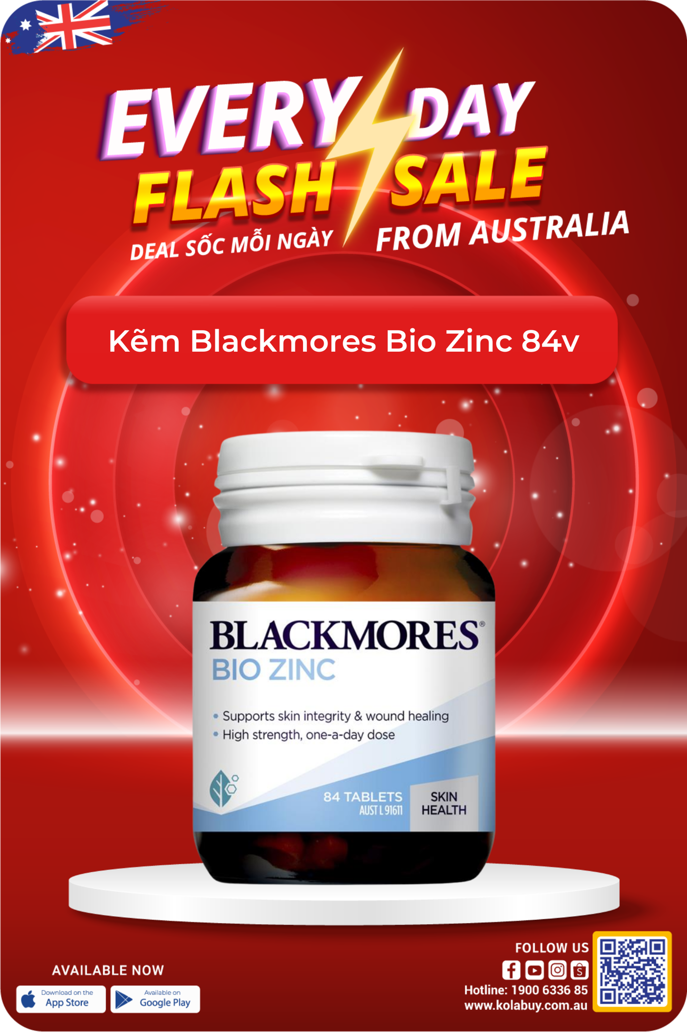 Kẽm Blackmores Bio Zinc 84v