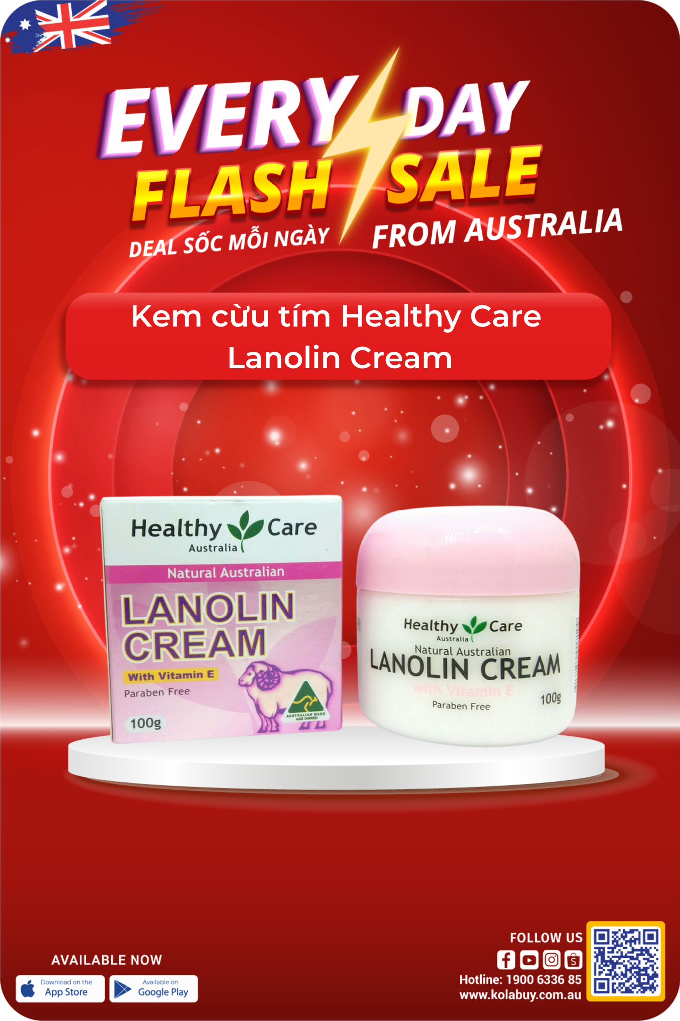 Kem cừu tím Healthy Care  Lanolin Cream