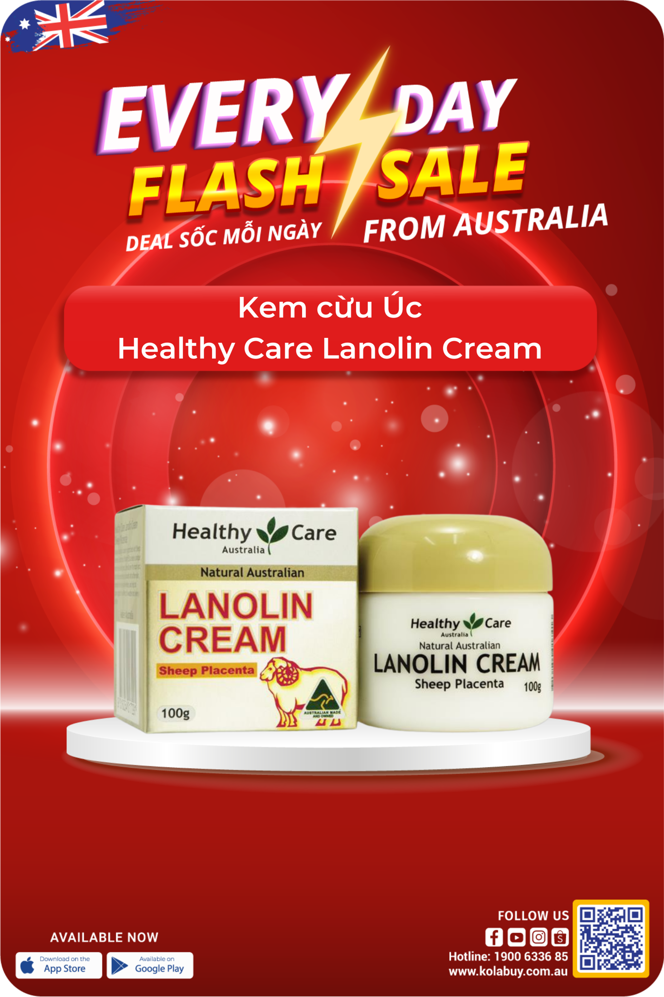 Kem cừu Úc Healthy Care Lanolin Cream