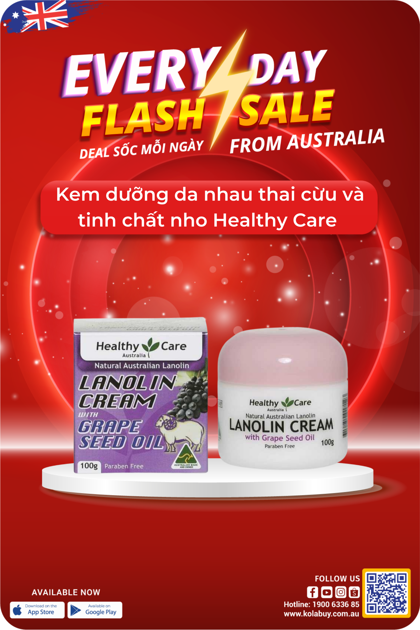 Kem dưỡng da nhau thai cừu và tinh chất nho Healthy Care