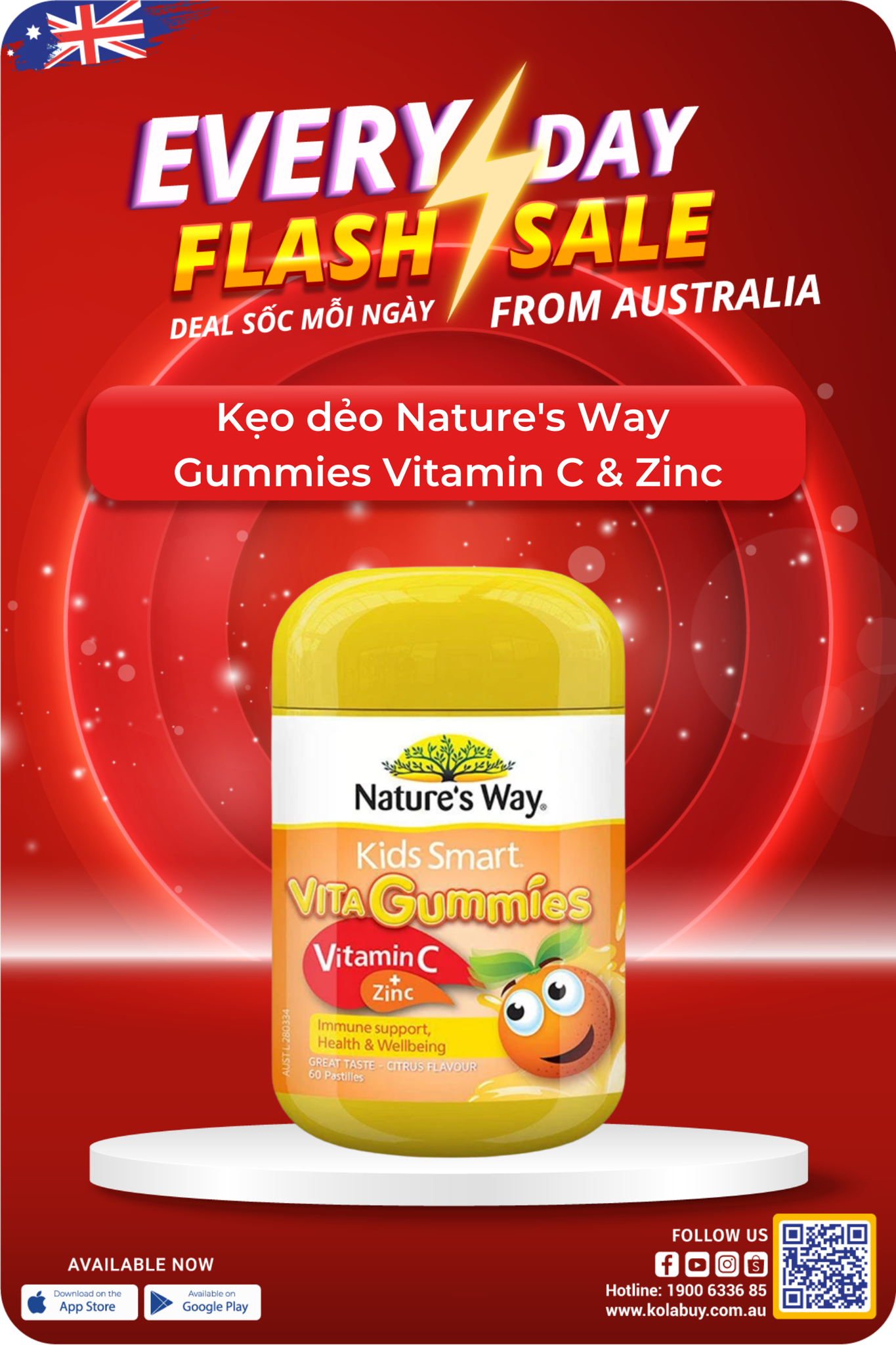 Kẹo dẻo Nature's Way  Gummies Vitamin C & Zinc