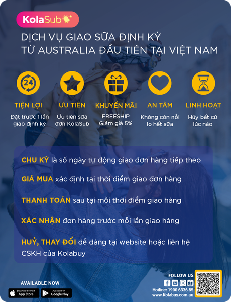 Kolasub giao sữa định kỳ từ Úc