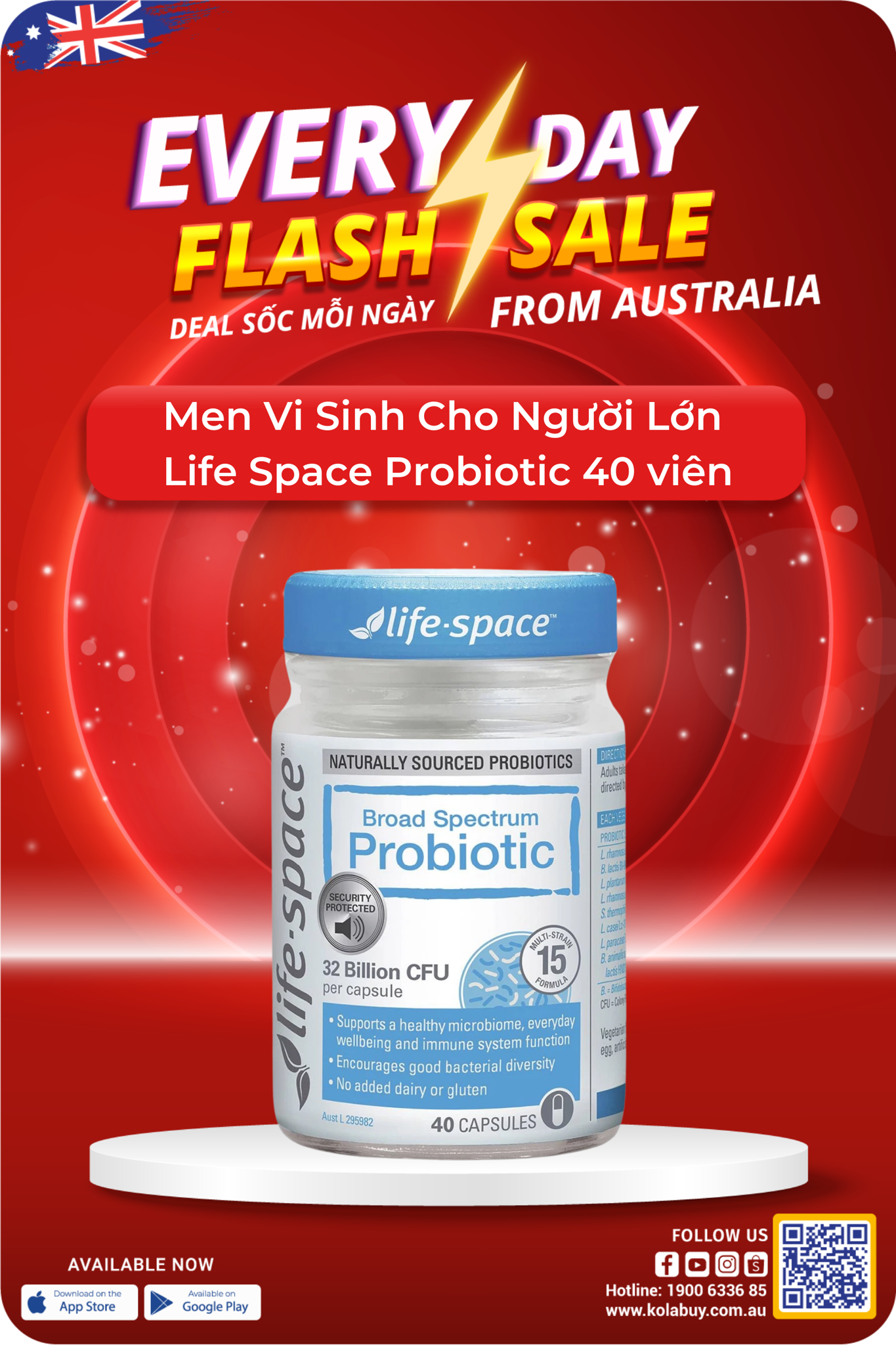 Men Vi Sinh Cho Người Lớn  Life Space Probiotic 40 viên