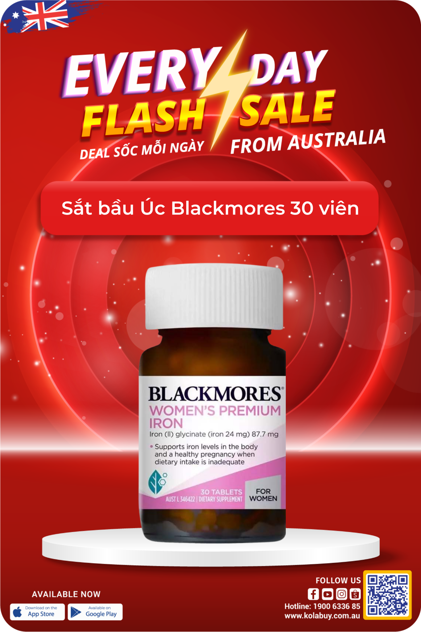 Sắt bầu Úc Blackmores 30 viên
