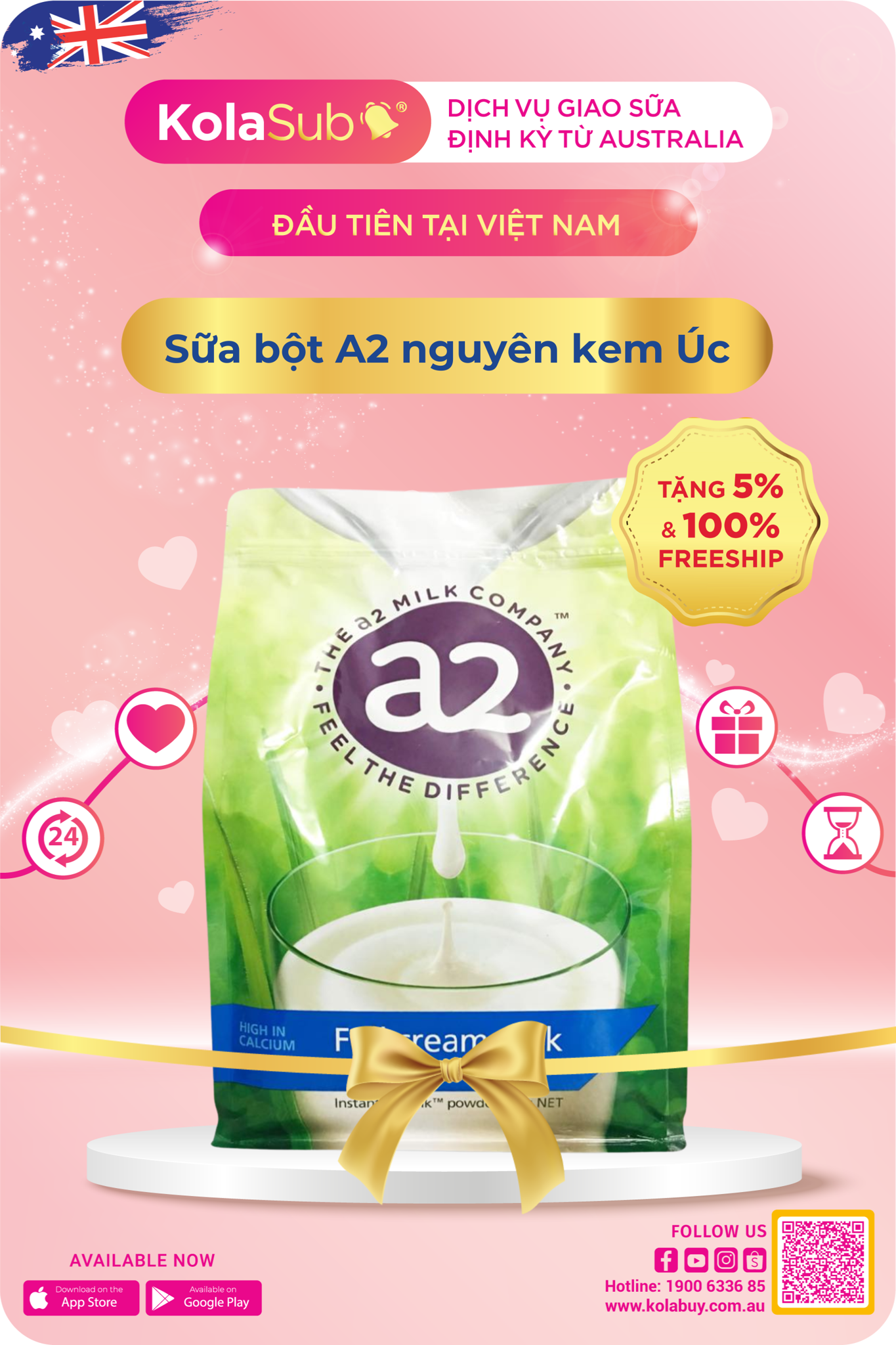 Sữa bột A2 nguyên kem Úc