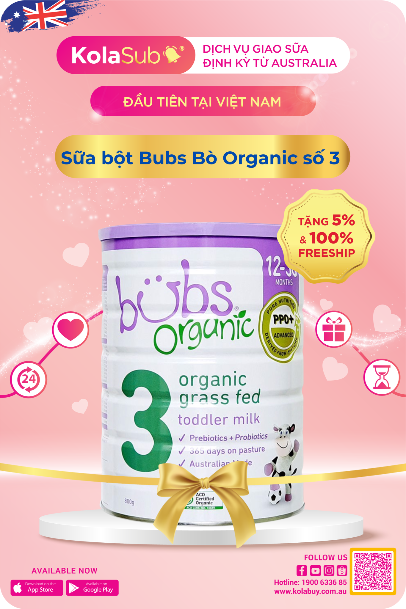 Sữa bột Bubs Bò Organic số 3