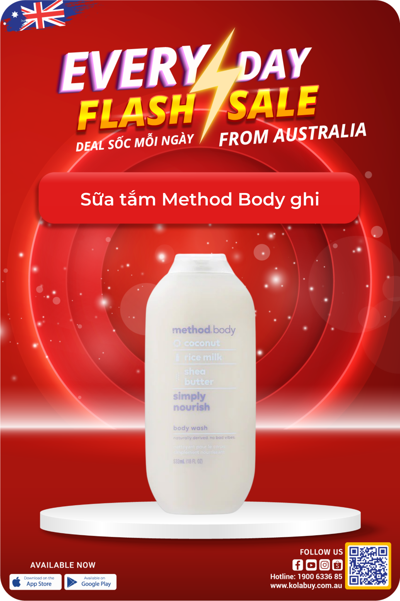 Sữa tắm Method Body ghi