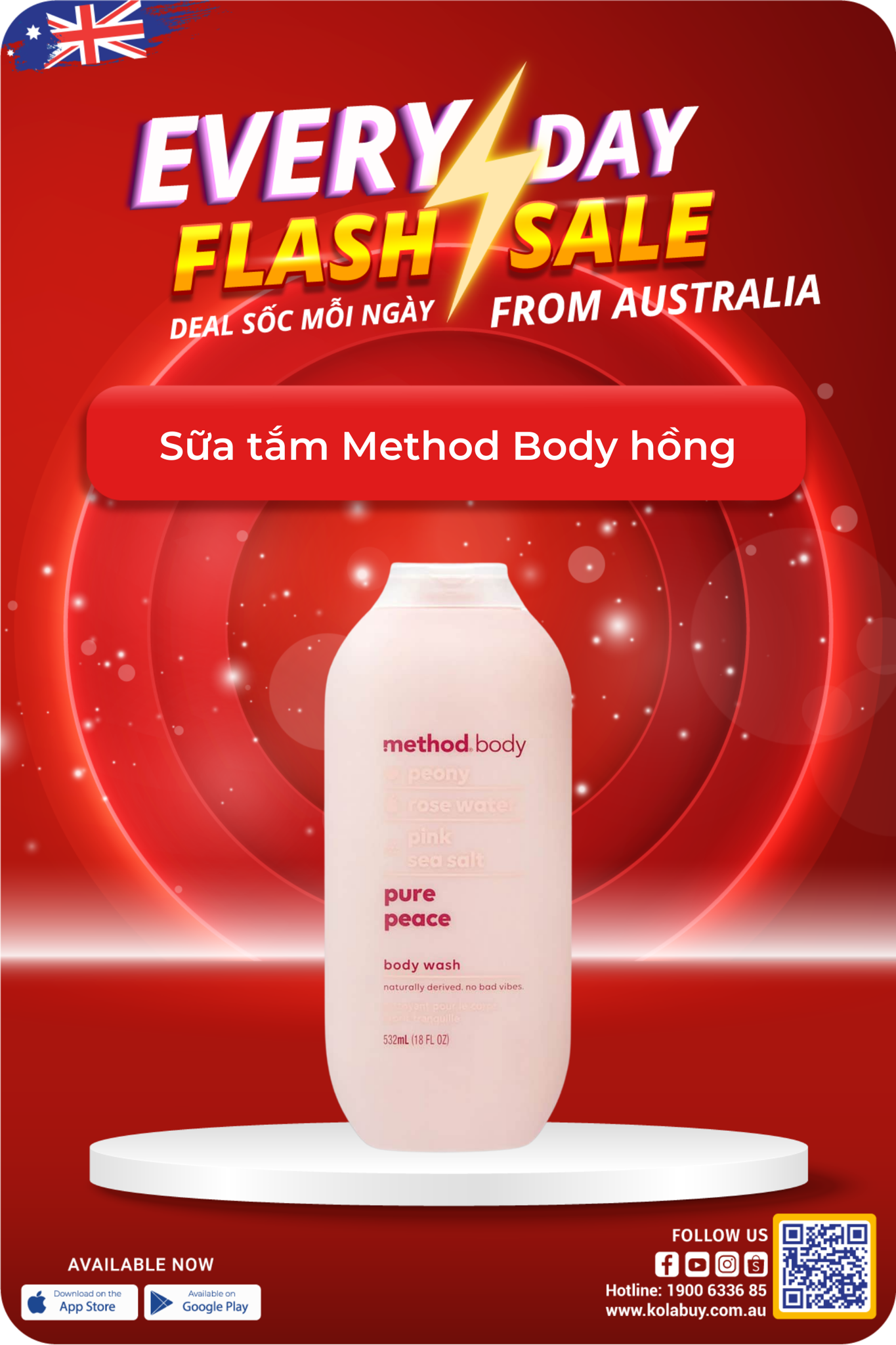 Sữa tắm Method Body hồng