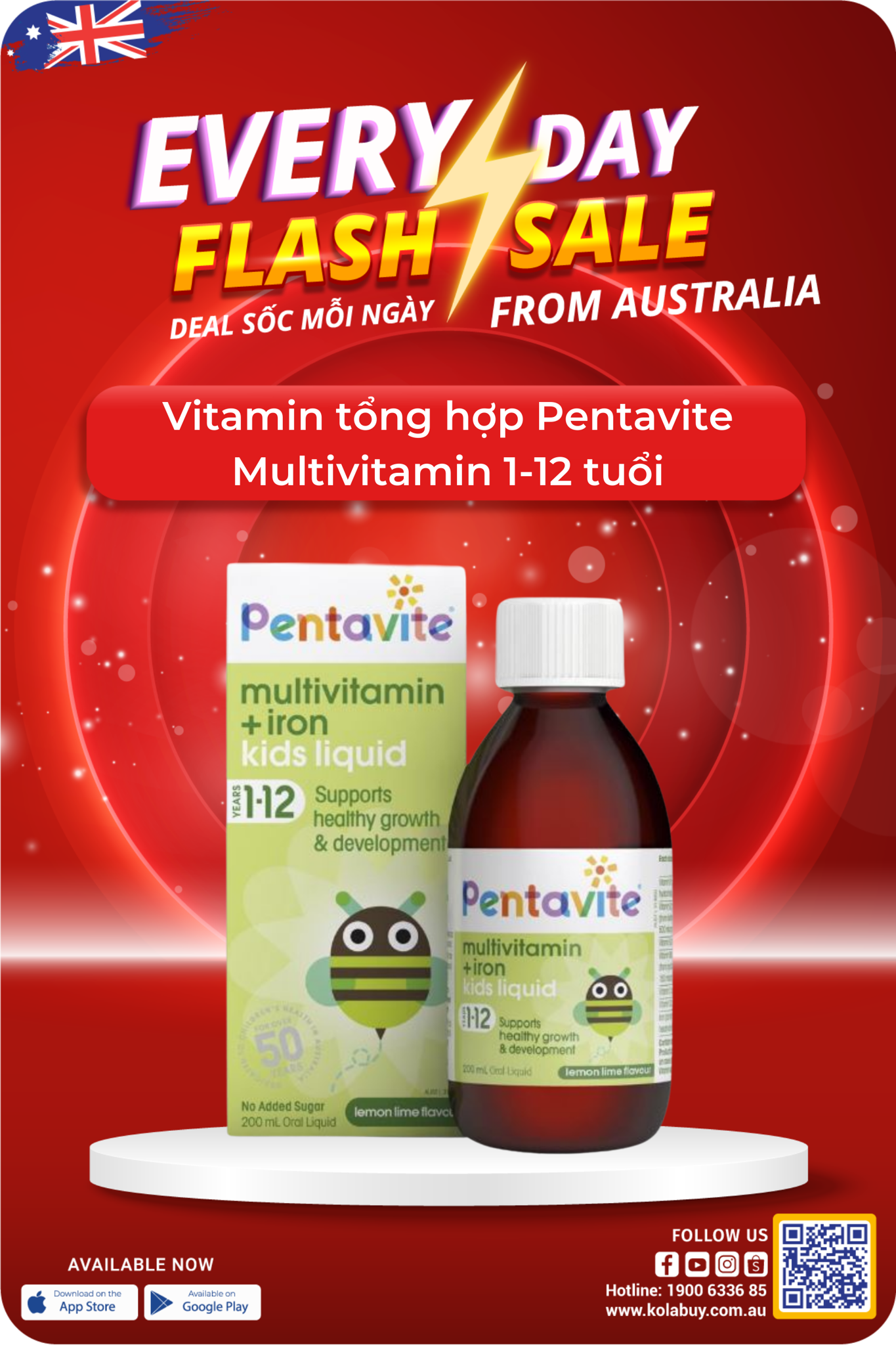 Siro Bổ sung Vitamin Pentavite Oral Liquid Multivitamin with Iron200ml