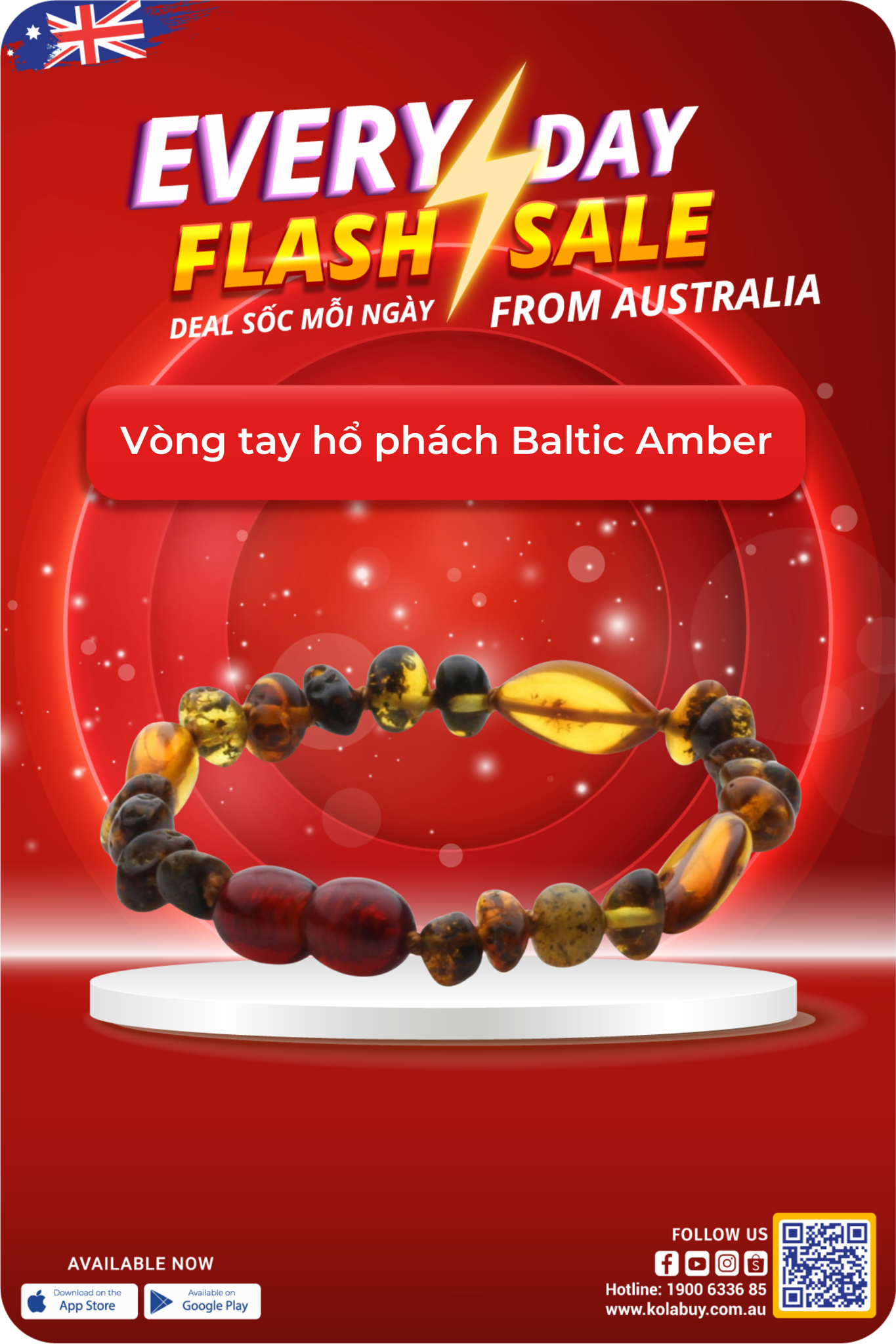 Vòng tay hổ phách Baltic Amber