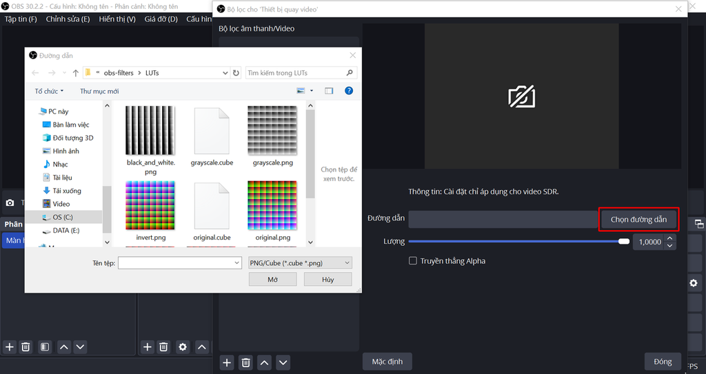 Hướng dẫn thêm lut màu trên phần mềm obs khi livestream