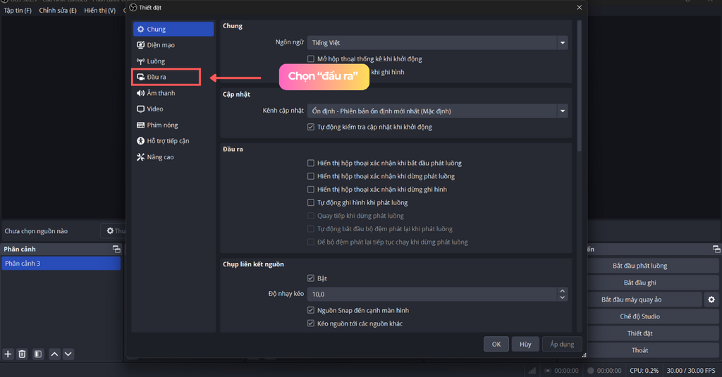Tùy chỉnh cấu hình file ghi trên phần mềm obs khi livestream
