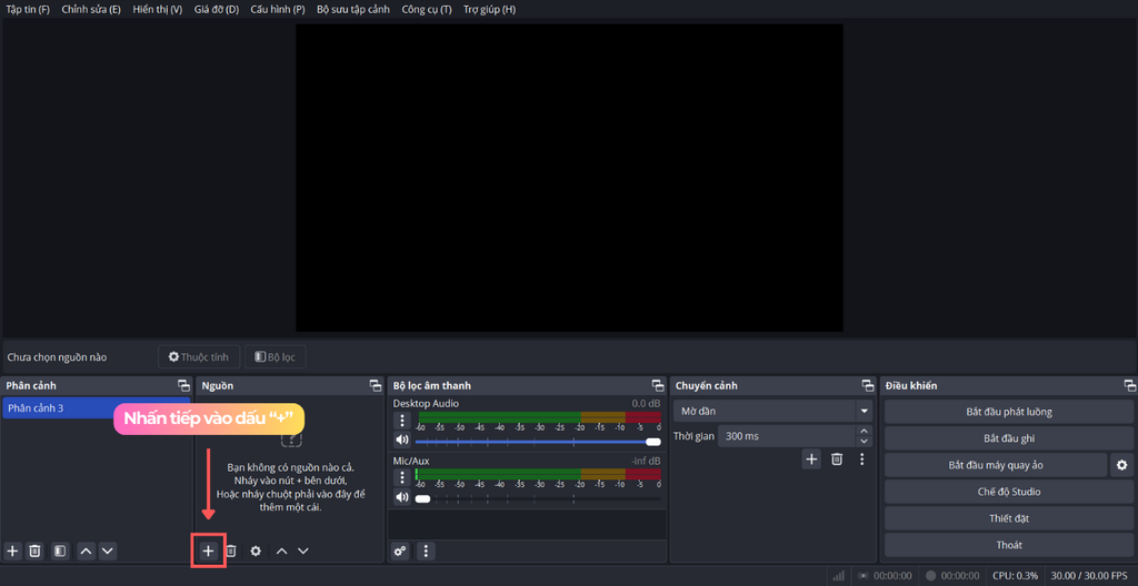 Thêm âm thanh capture card vào obs studio