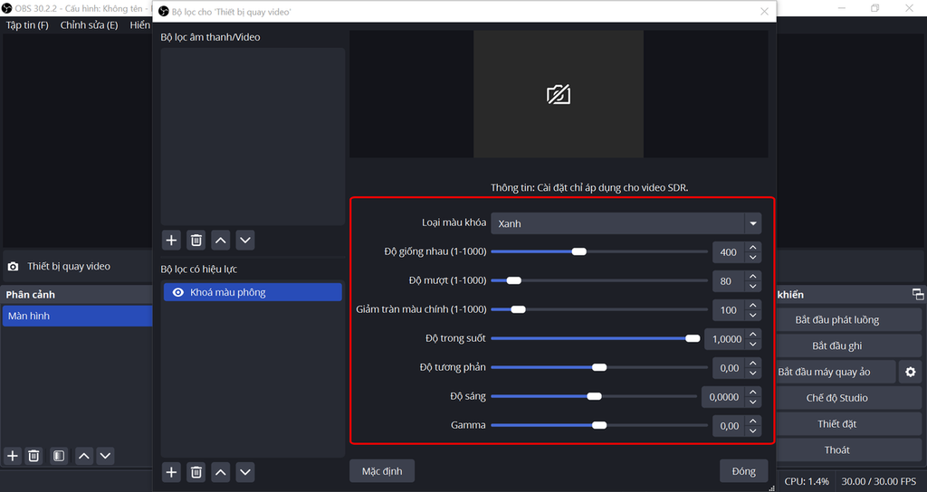 Kỹ thuật tách phông chorma key của obs studio khi livestream