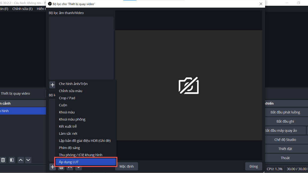 Hướng dẫn thêm lut màu trên phần mềm obs khi livestream