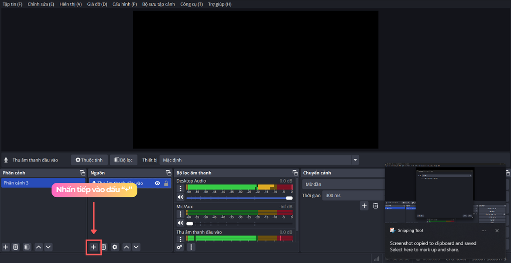 Thêm âm thanh capture card vào obs studio