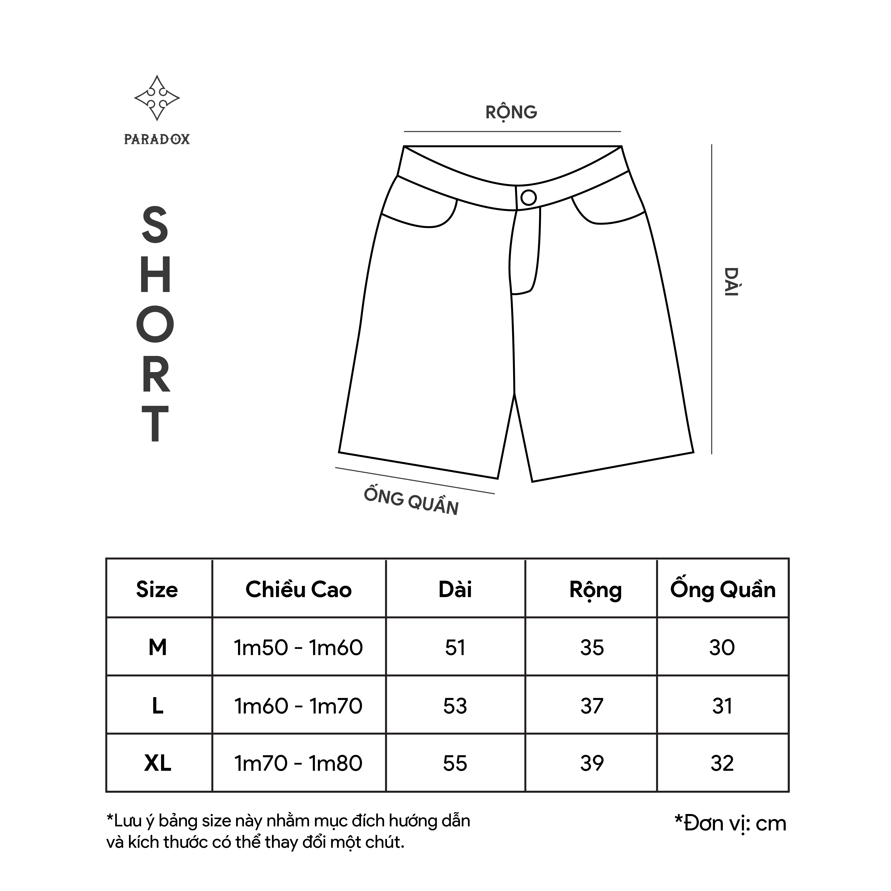 quần short tây Paradox