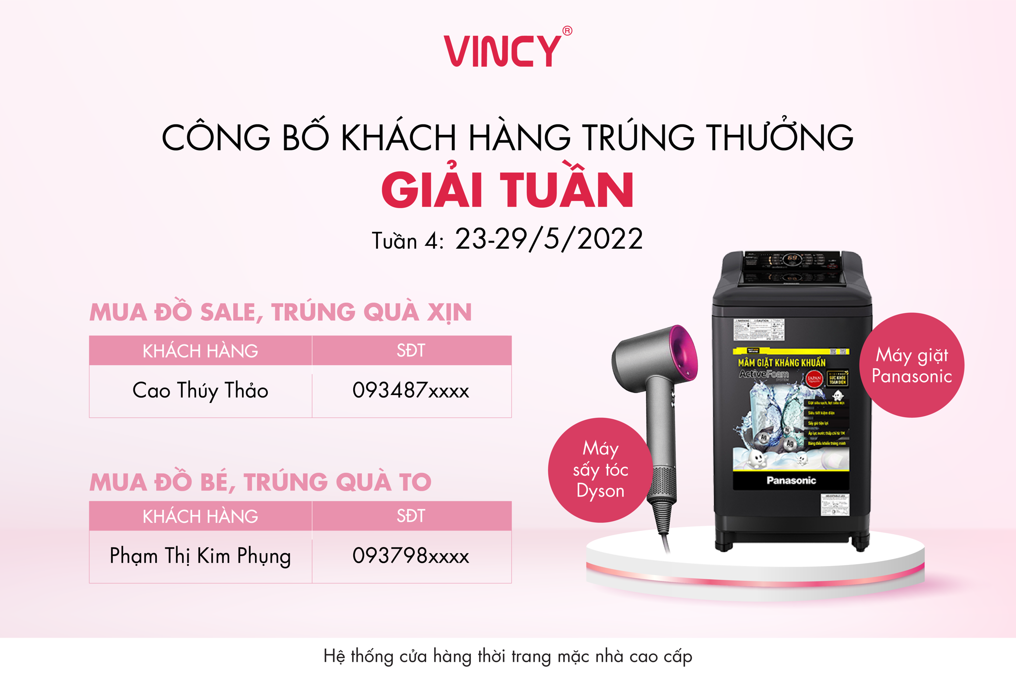 Công bố khách hàng trúng thưởng giải tuần chương trình MUA ĐỒ SALE, TRÚNG QUÀ XỊN và MUA ĐỒ BÉ, TRÚNG QUÀ TO