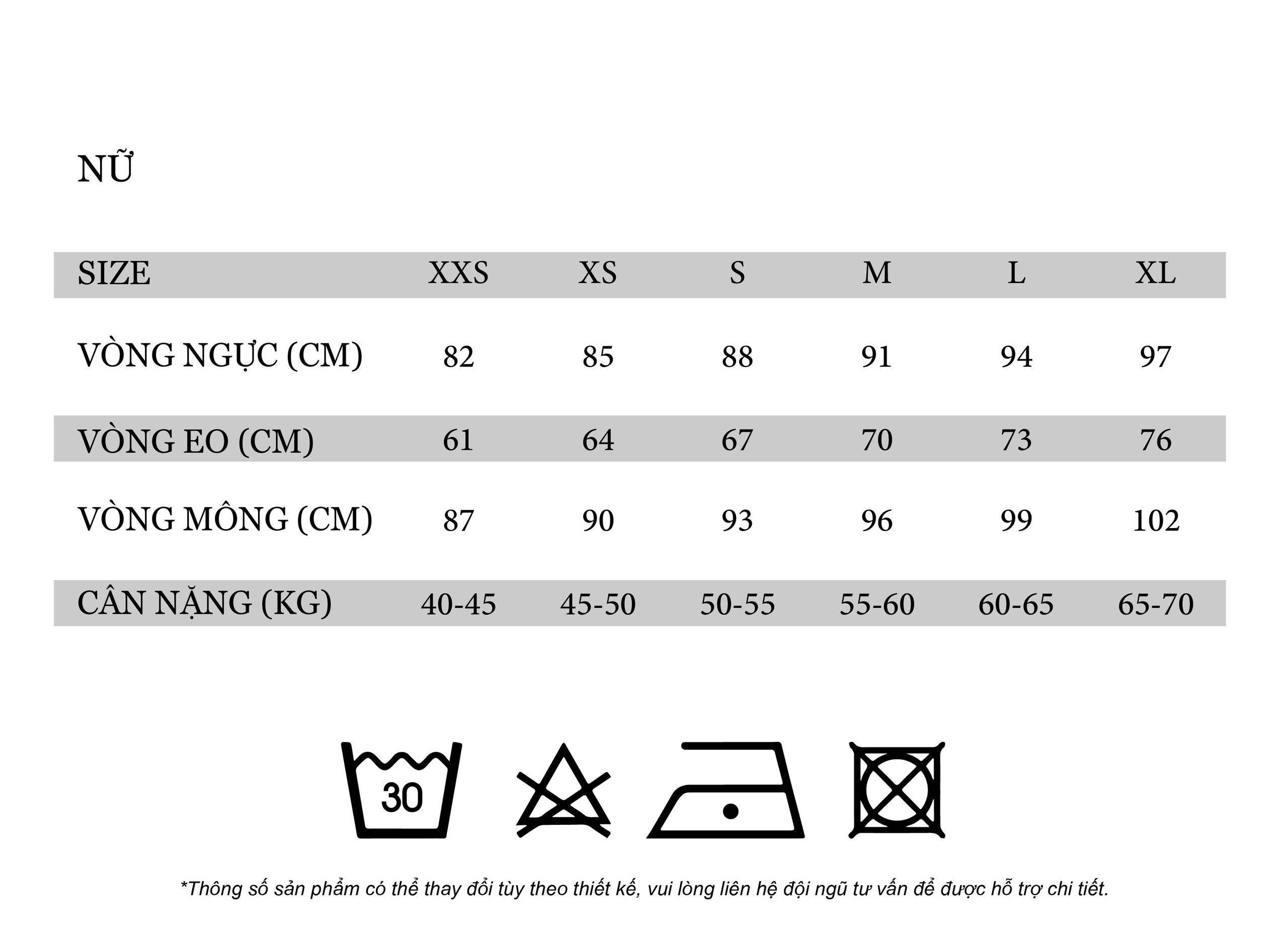 Bảng size đồ nữ
